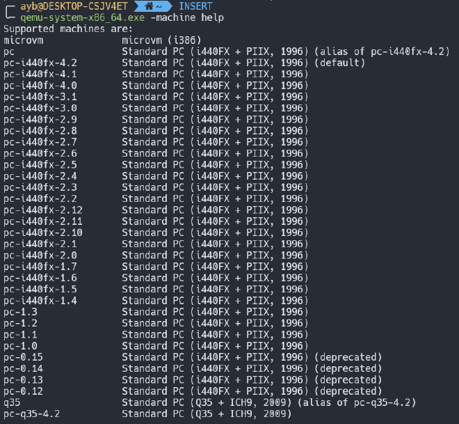 Qemu machine type list